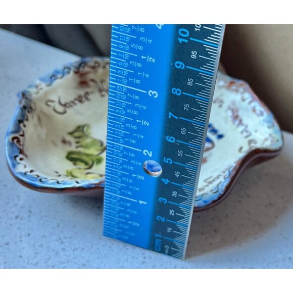 Signed Weldon Ceramic Trinket Dish With Hand-Painted Bird & Scribed Marriage Quo - Picture 10 of 10